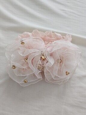Rare La Pafait Hime Gyaru Lolita Pink Tulle Bow And Teddy Bear Rhinestone Garter